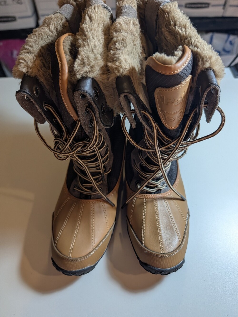 Pajar Canada Women’s Insulated Brown Winter Boots w/Faux Fur Genevieve Size 10